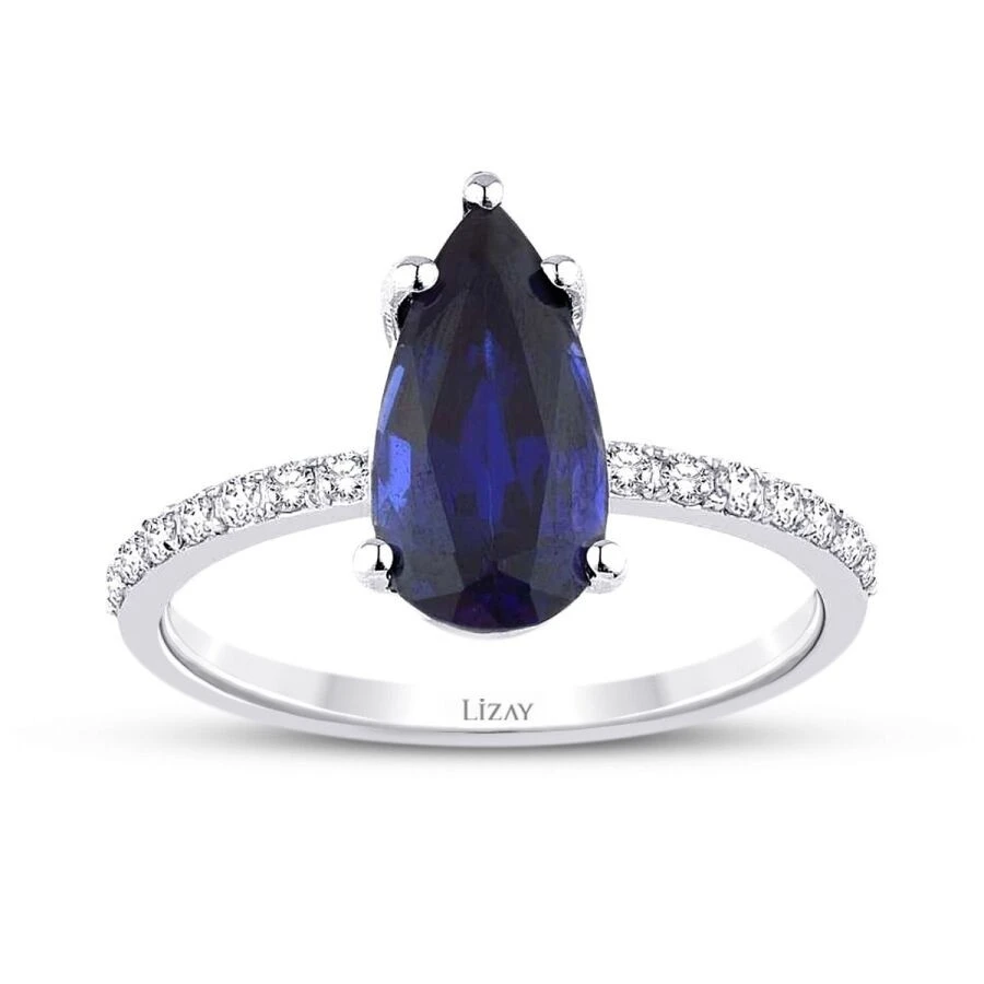 2.98 Karat Pırlanta Safir Yüzük - 1