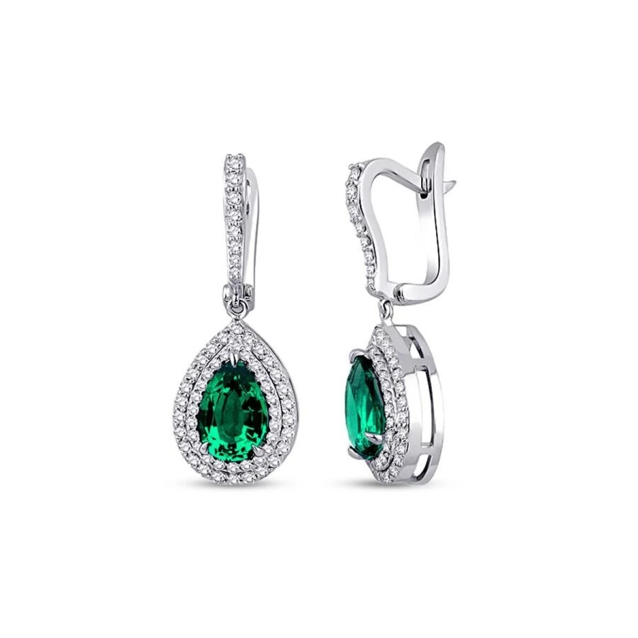 2.99 Karat Pırlanta Green Quartz Küpe - 1