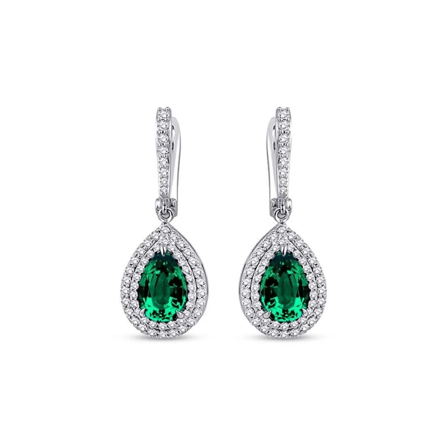 2.99 Karat Pırlanta Green Quartz Küpe - 2