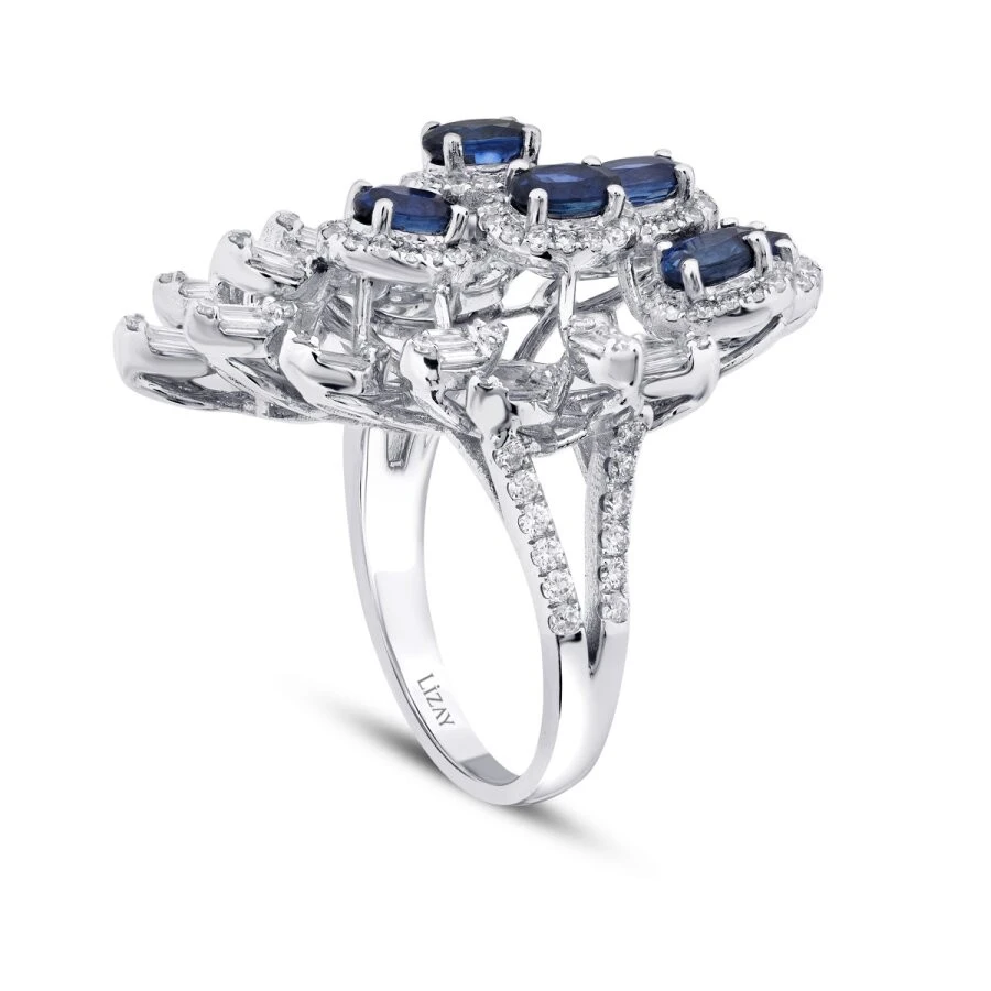 3.99 Karat Pırlanta Safir Yüzük - 2