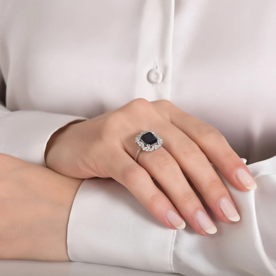 3.28 Karat Pırlanta Safir Yüzük - 3