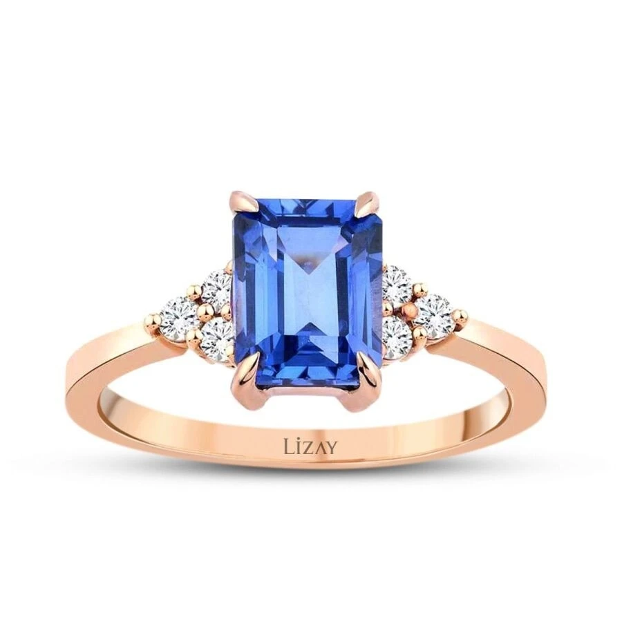 3.35 Karat Pırlanta Safir Yüzük - 1