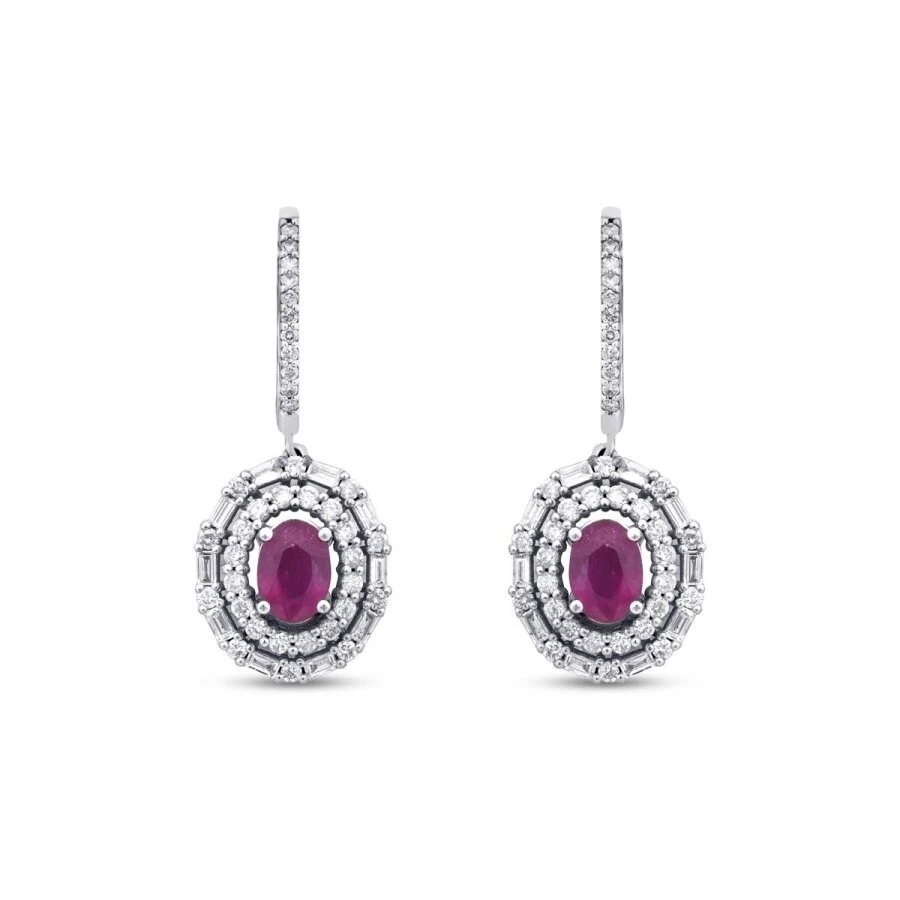 3.84 Karat Pırlanta Yakut Küpe - 2