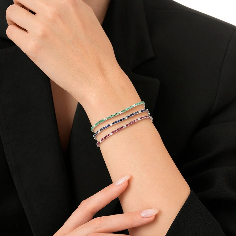 3.92 Karat Pırlanta Yakut Bileklik - 4