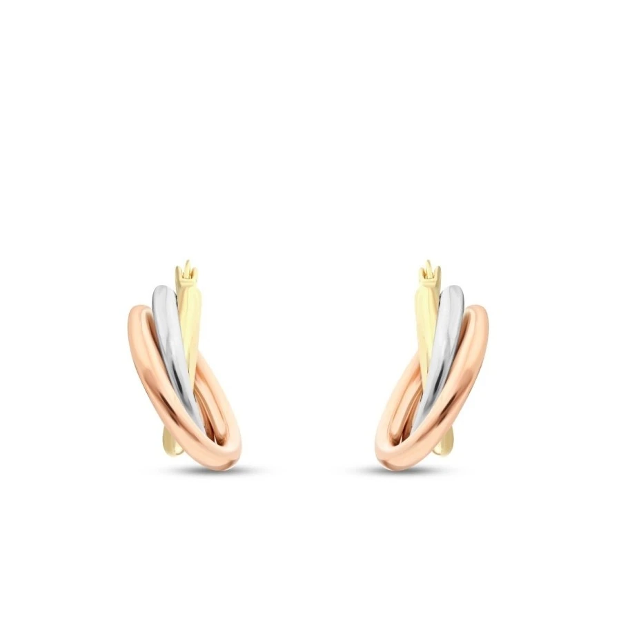 Altın 3 Renkli Halka Küpe - 2