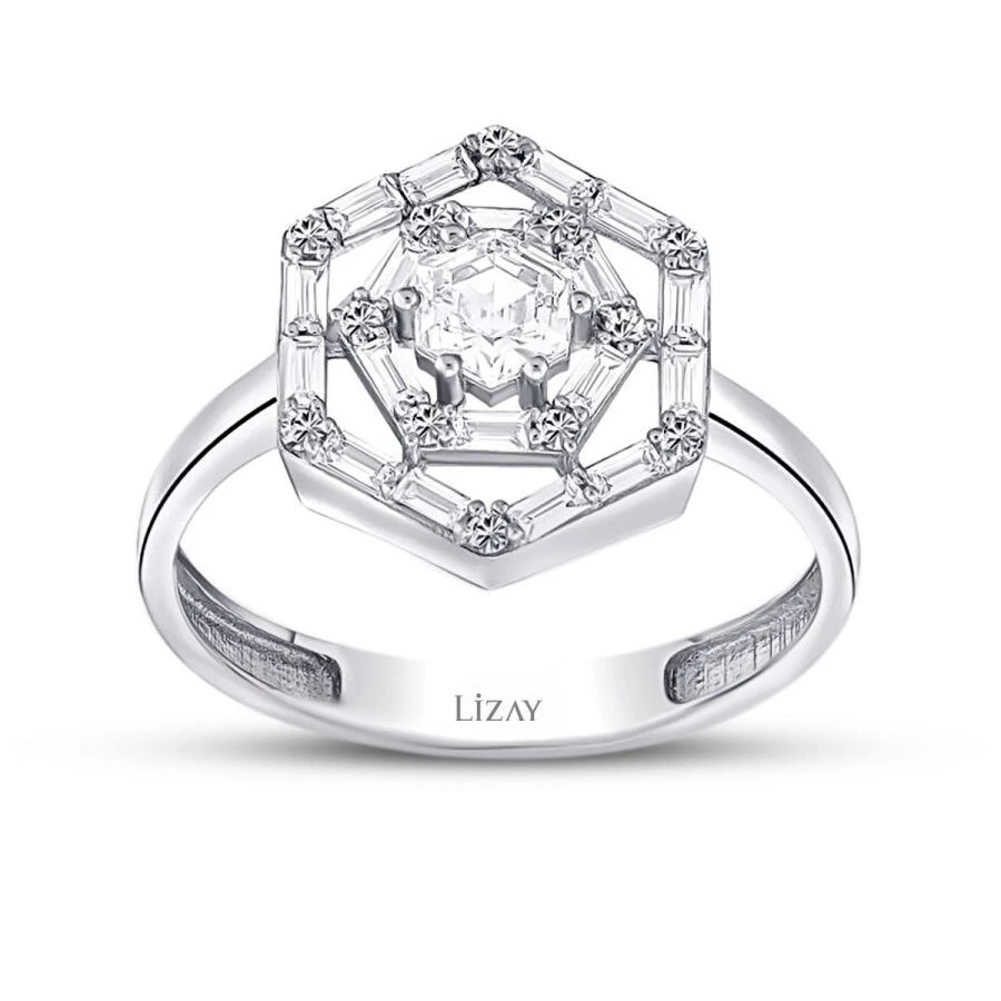 Altın Altıgen Baget Yüzük - 1