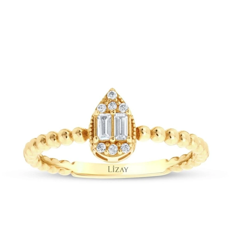 Altın Baget Damla Yüzük - 1