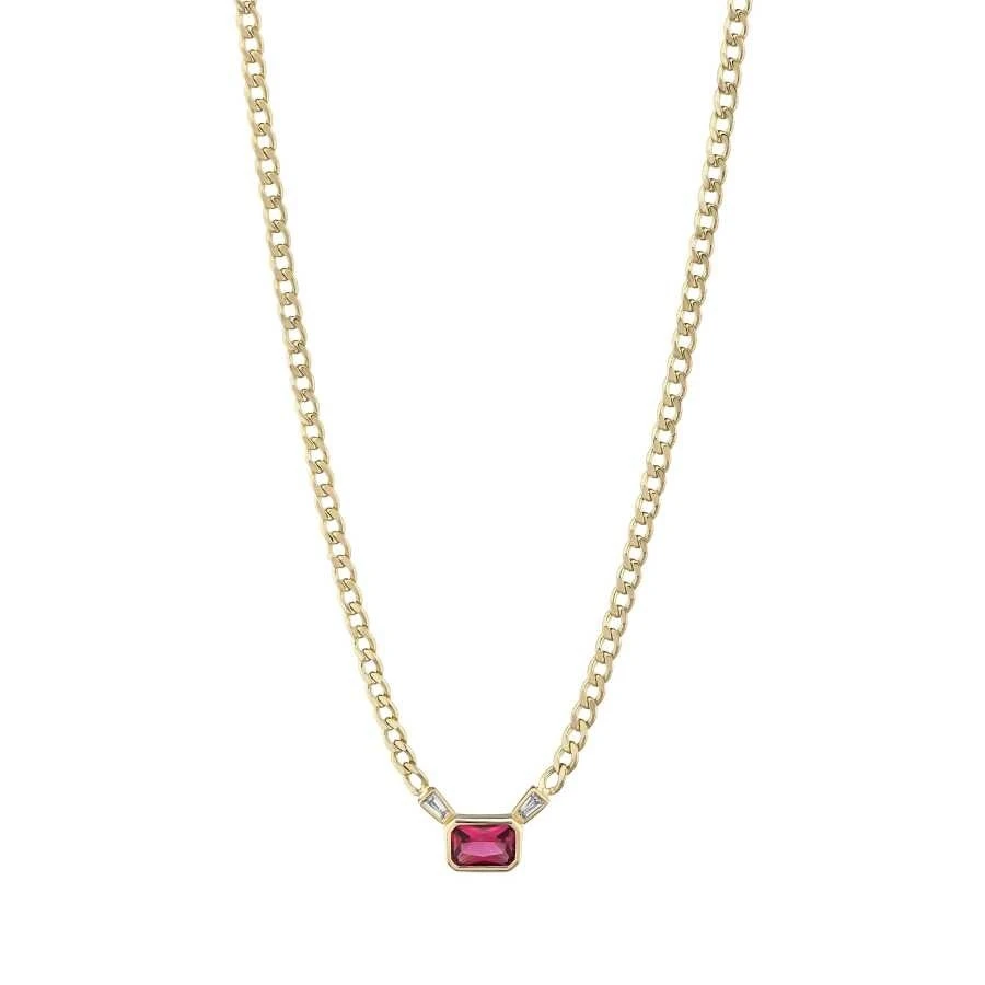 Altın Baget Renkli Taşlı Kolye - 1