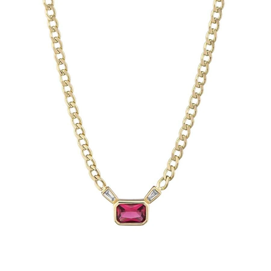 Altın Baget Renkli Taşlı Kolye - 2