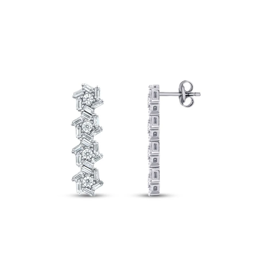 Altın Baget Taşlı Küpe - 1