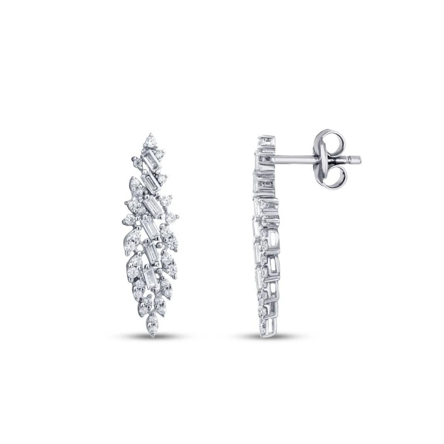 Altın Baget Taşlı Zarif Küpe - 1