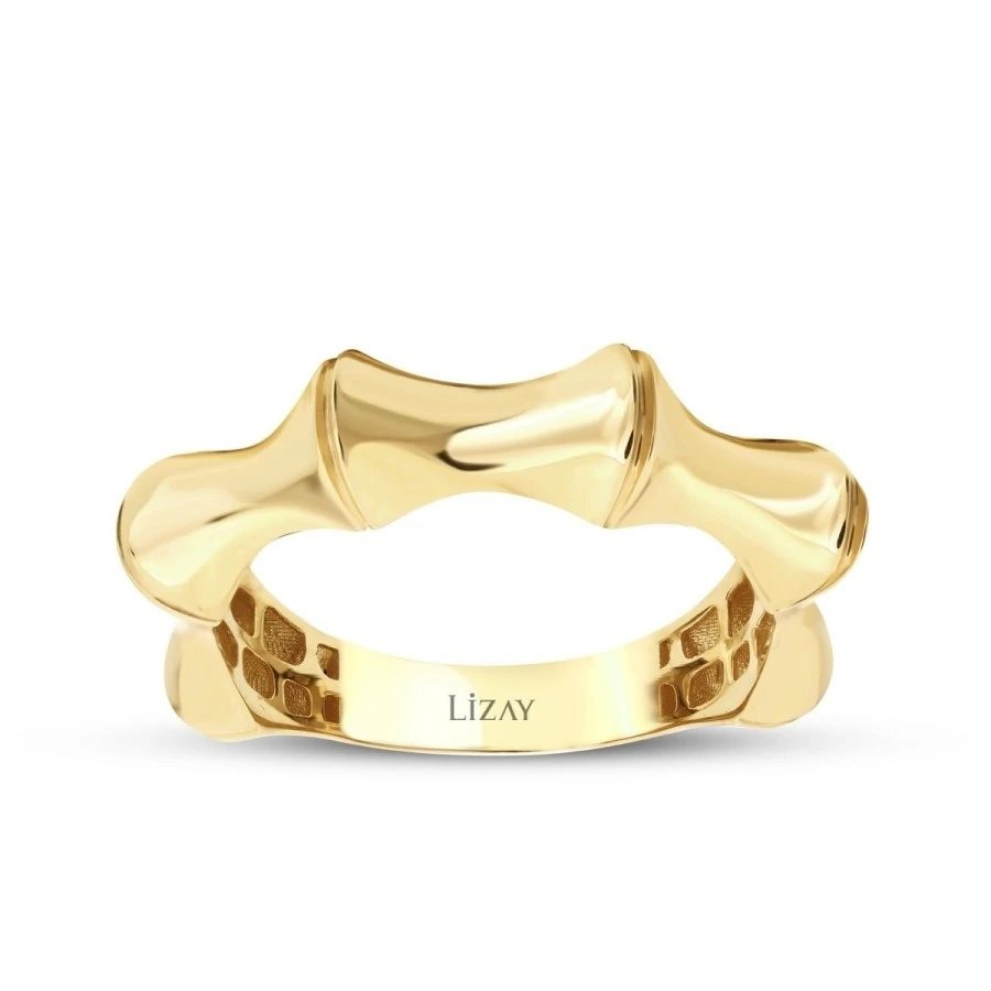 Altın Bambu Desenli Yüzük - 1