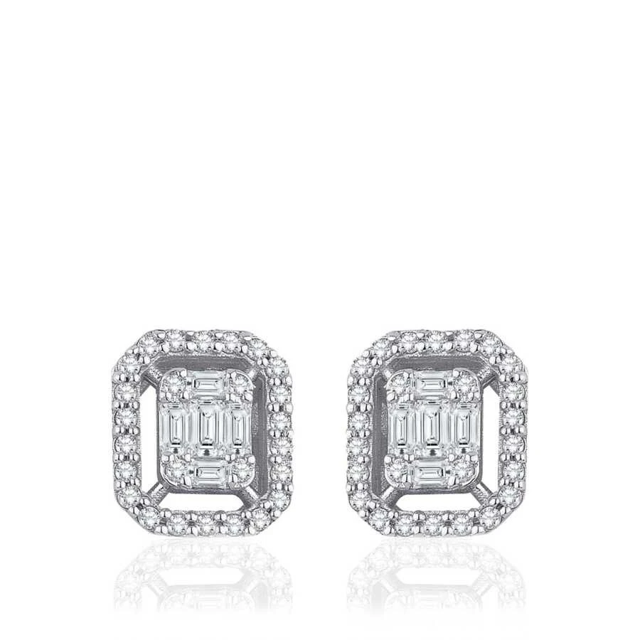 Altın Beyaz Baget Küpe - 1