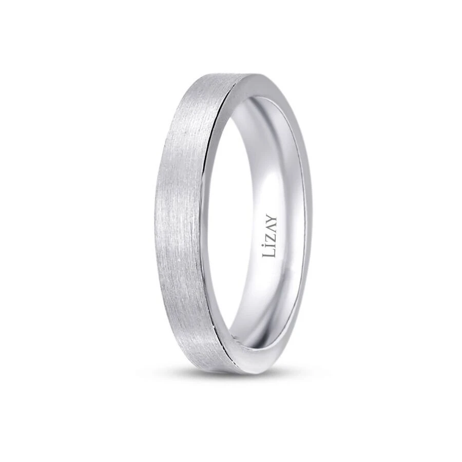 Altın Beyaz Düz Alyans - 2