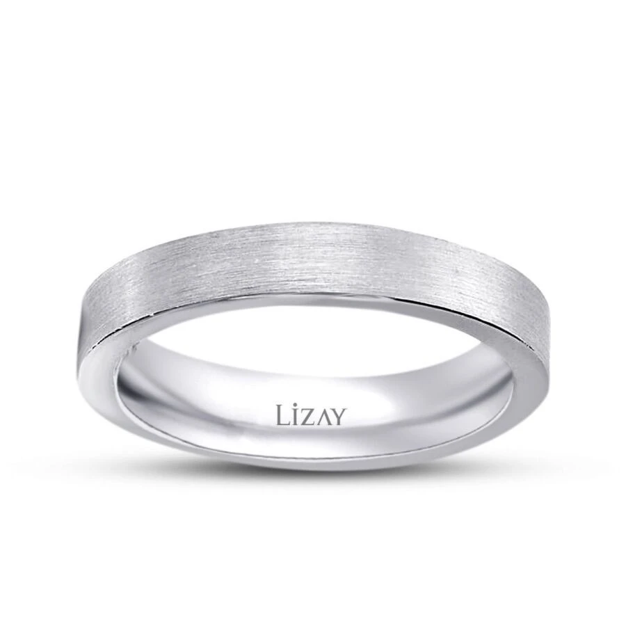 Altın Beyaz Düz Alyans - 1