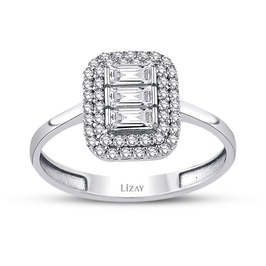 Altın Beyaz Klasik Baget Yüzük - 1