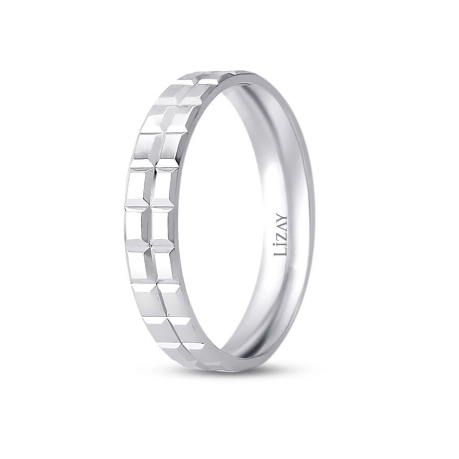 Altın Beyaz Modern Alyans - 2