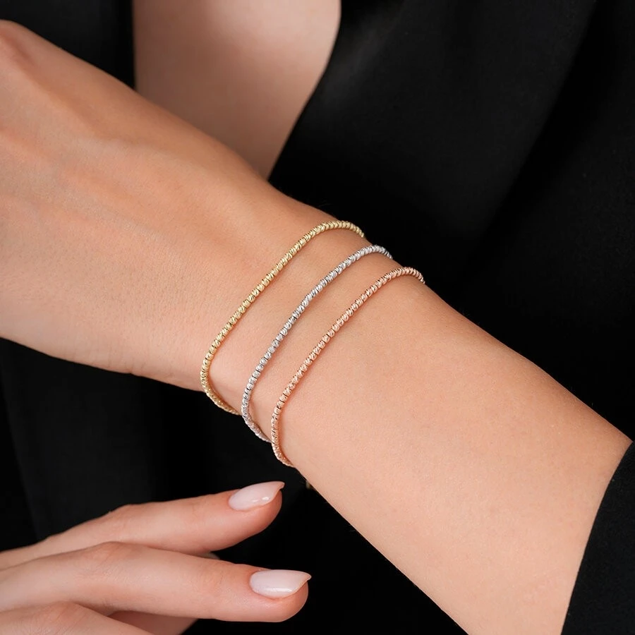 Altın Beyaz Top Bileklik - 4