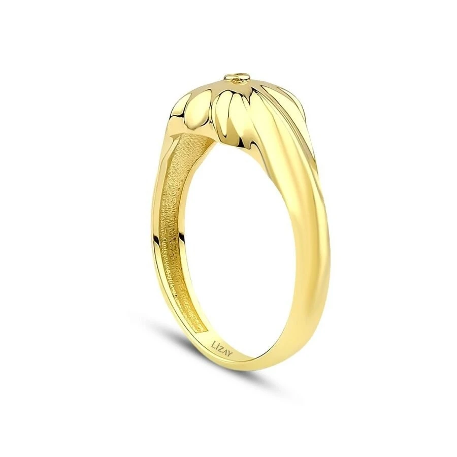 Altın Çiçek Desenli Trend Yüzük - 2