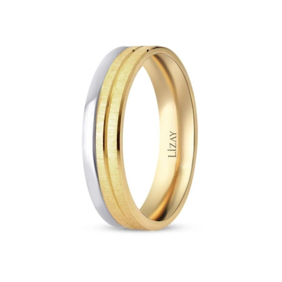 Altın Çift Renk Modern Alyans - 2