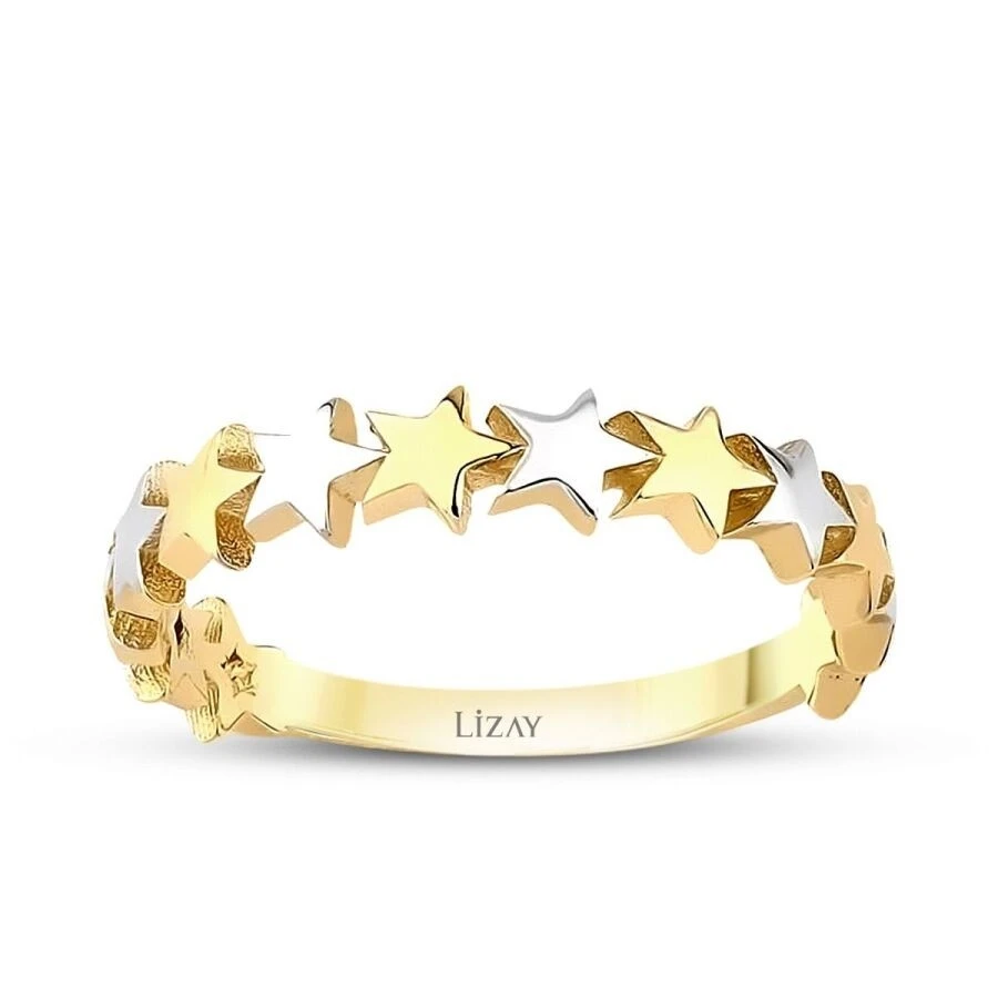 Altın Çift Renk Yıldız Yüzük - 1