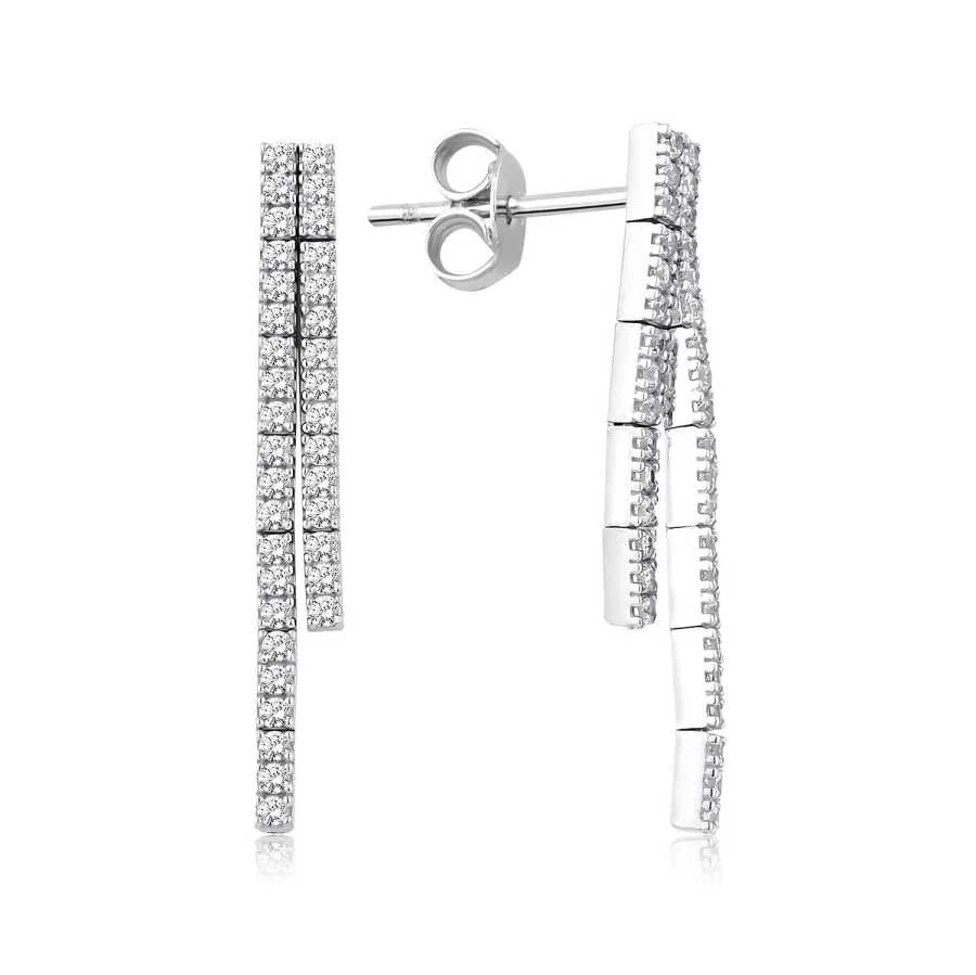 Altın Çift Sarkıntılı Su Yolu Küpe - 1