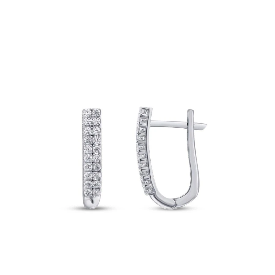 Altın Çift Sıra Taşlı Küpe - 1