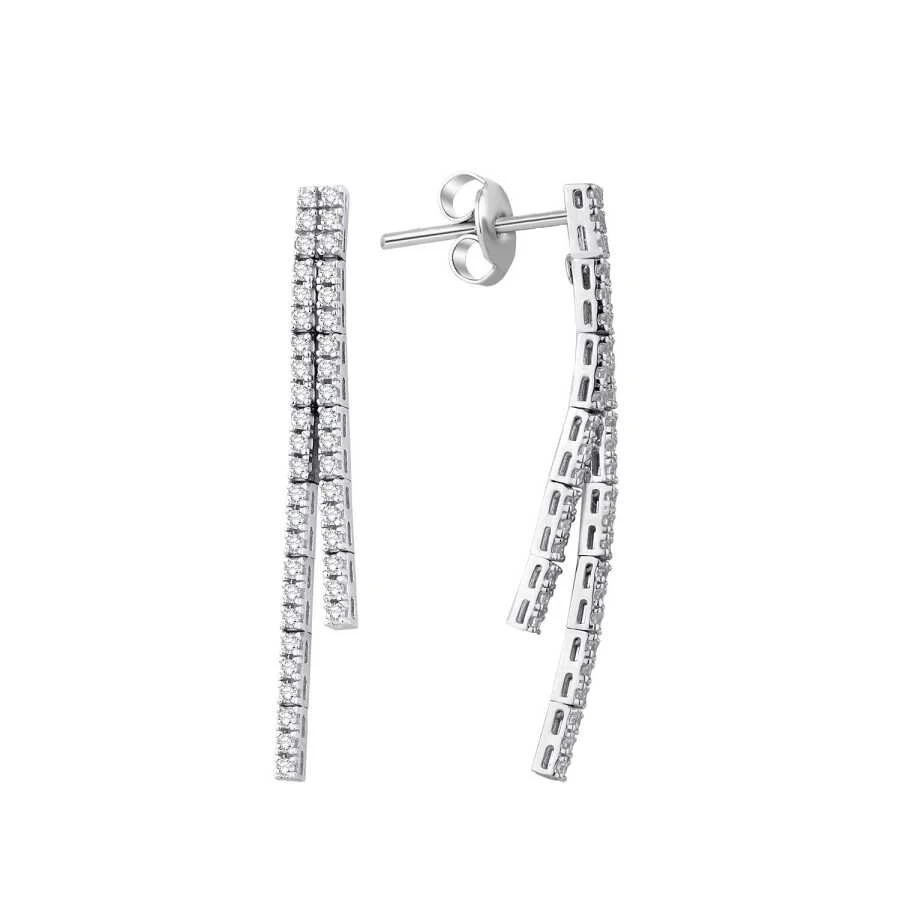 Altın Çift Taşlı Su Yolu Küpe - 1