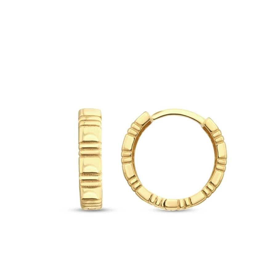 Altın Çizgi Desenli Halka Küpe - 1