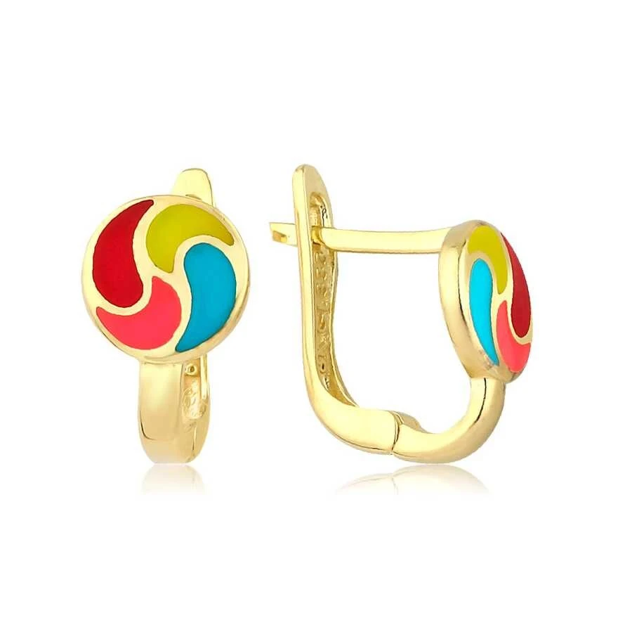 Altın Çok Renkli Çocuk Küpe - 1