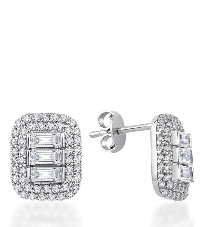 Altın Çok Taşlı Baget Küpe - 1