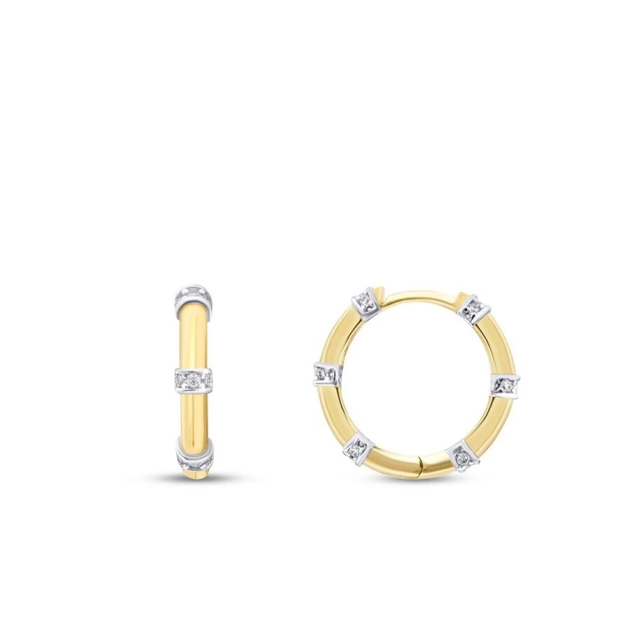 Altın Çok Taşlı Halka Küpe - 1