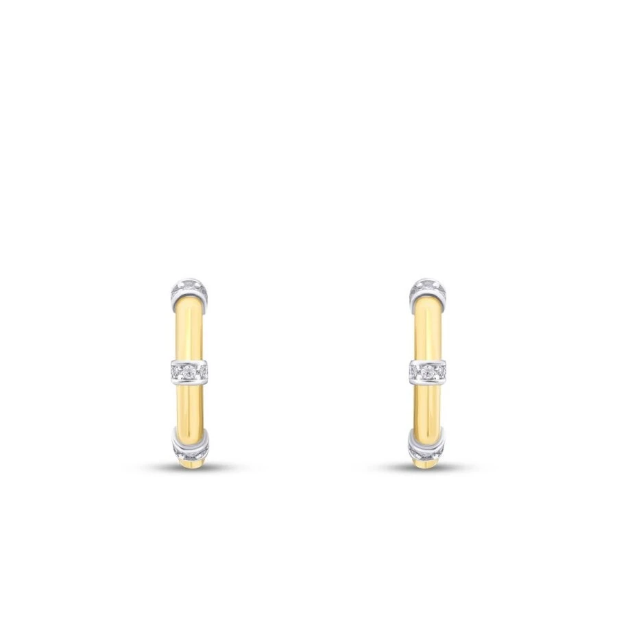 Altın Çok Taşlı Halka Küpe - 2