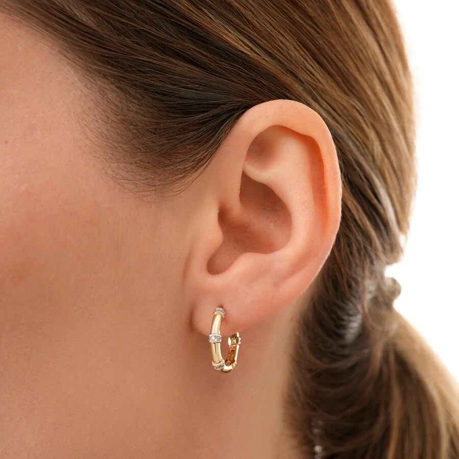 Altın Çok Taşlı Halka Küpe - 3