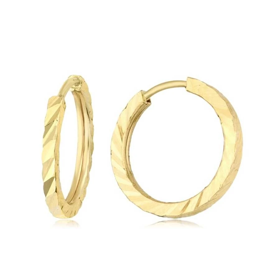 Altın Desenli Halka Küpe - 1