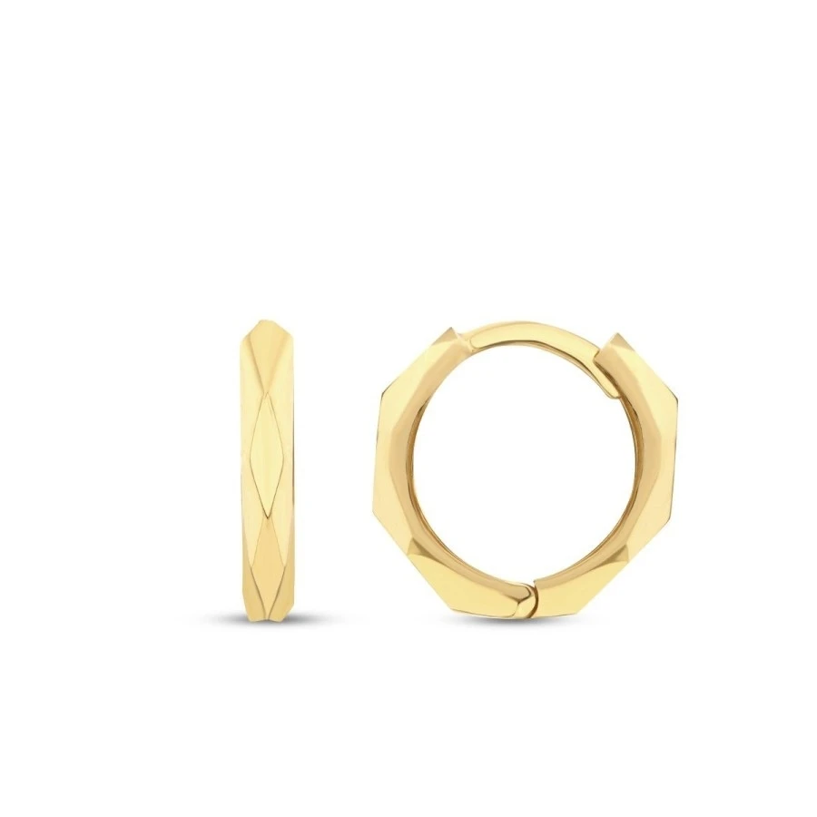 Altın Desenli Halka Küpe - 1