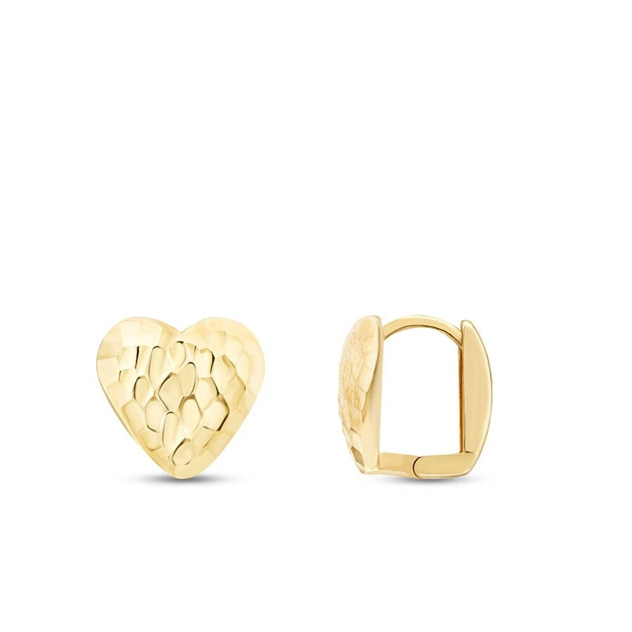 Altın Desenli Kalp Küpe - 1