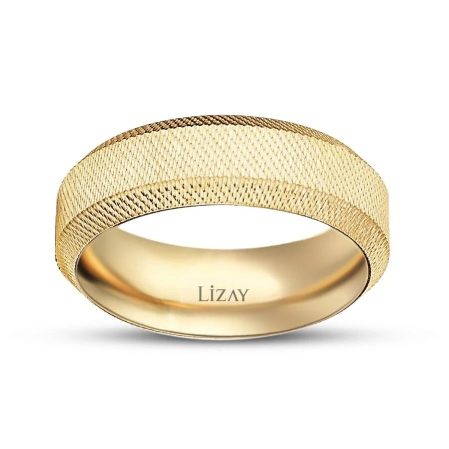 Altın Dokulu Bombeli Alyans - 1