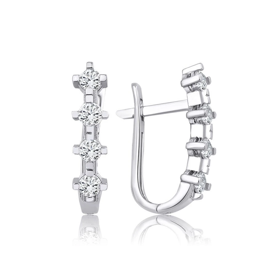 Altın Dört Taşlı Tektaş Küpe - 1