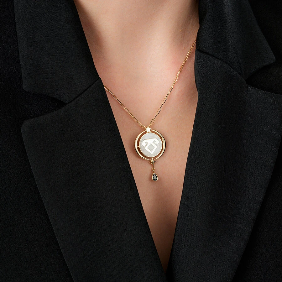 Altın Elibelinde Mineli Kolye - 3