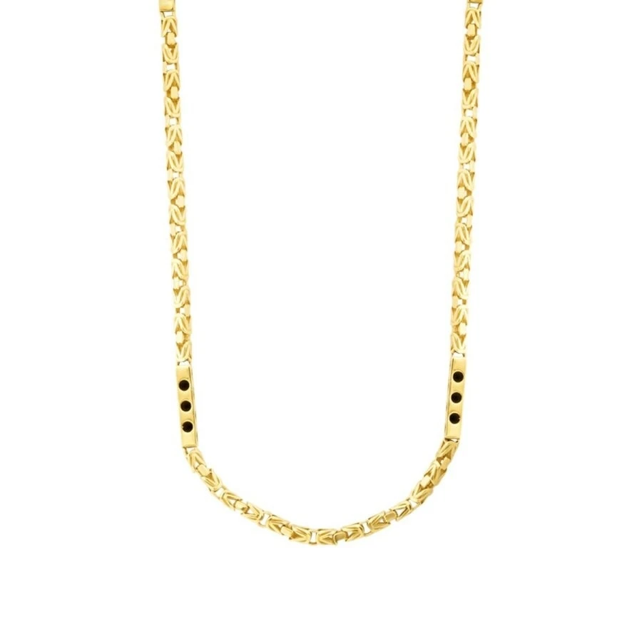 Altın Erkek Siyah Motifli Kral Zincir - 2