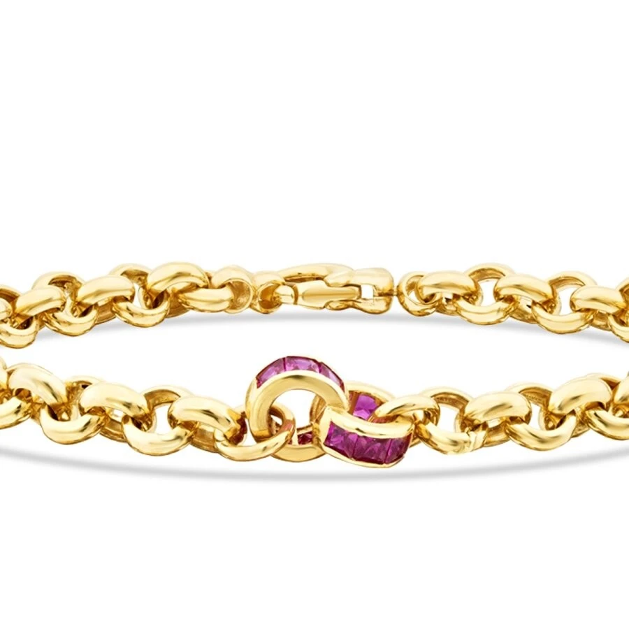 Altın Fuşya Kalın Zincir Bileklik - 2