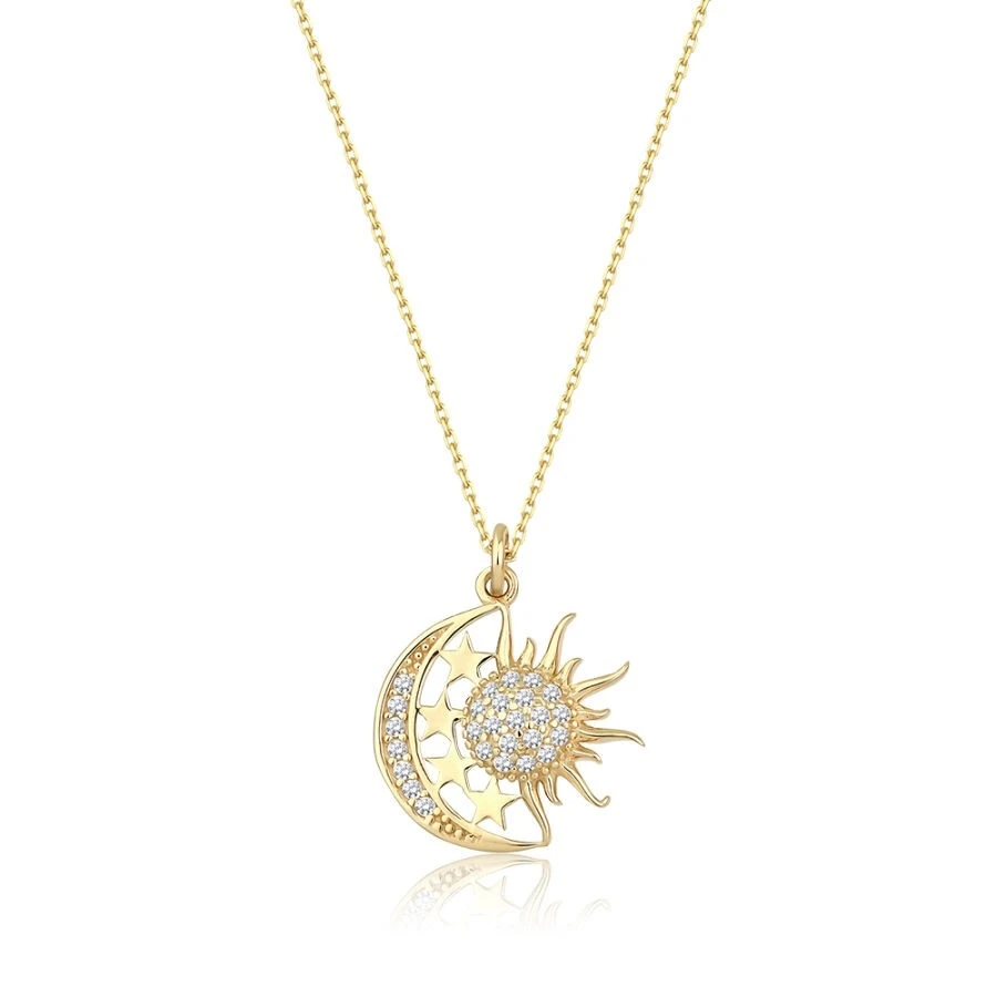 Altın Güneş Ay Kolye - 1