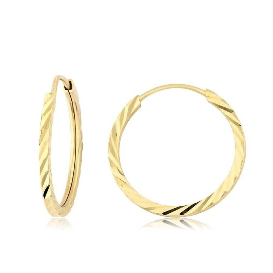 Altın İçe Geçmeli Yassı Halka Küpe - 1