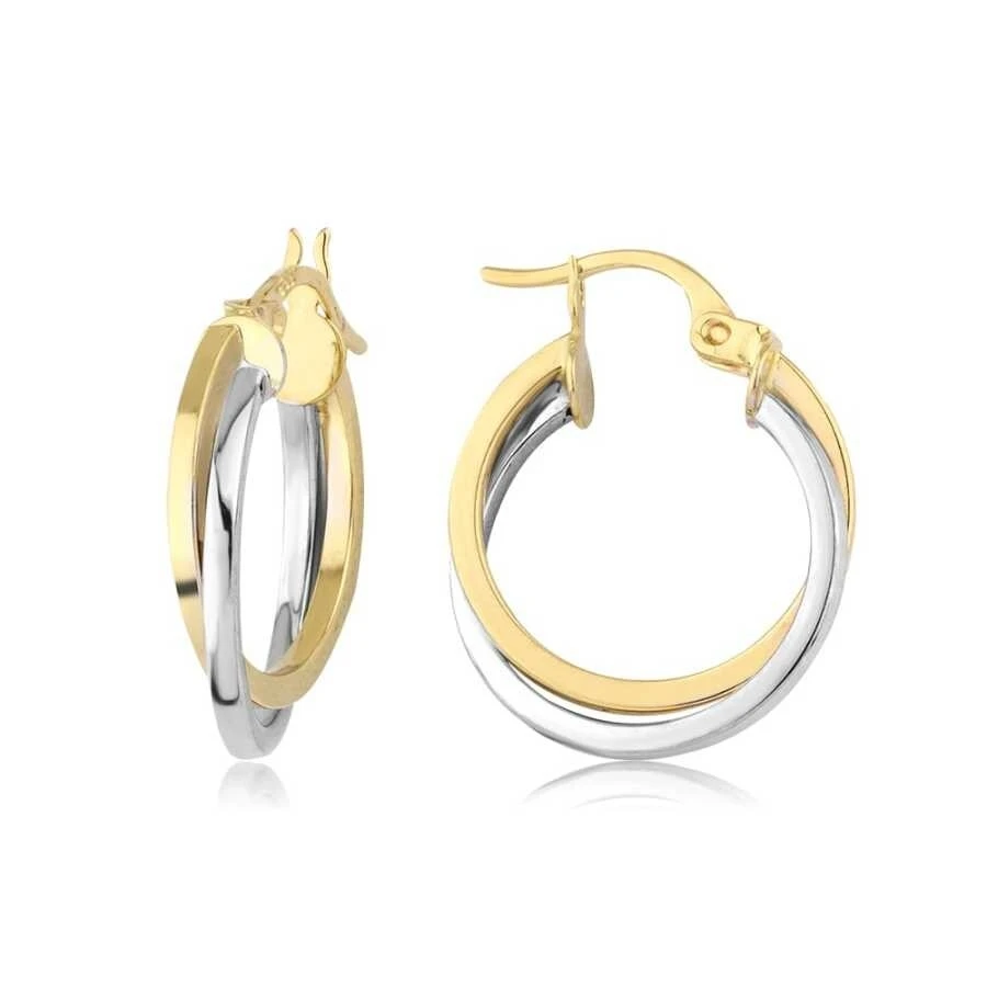 Altın İki Renk Halka Küpe - 1