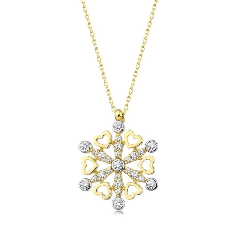 Altın İki Renkli Kolye - 1