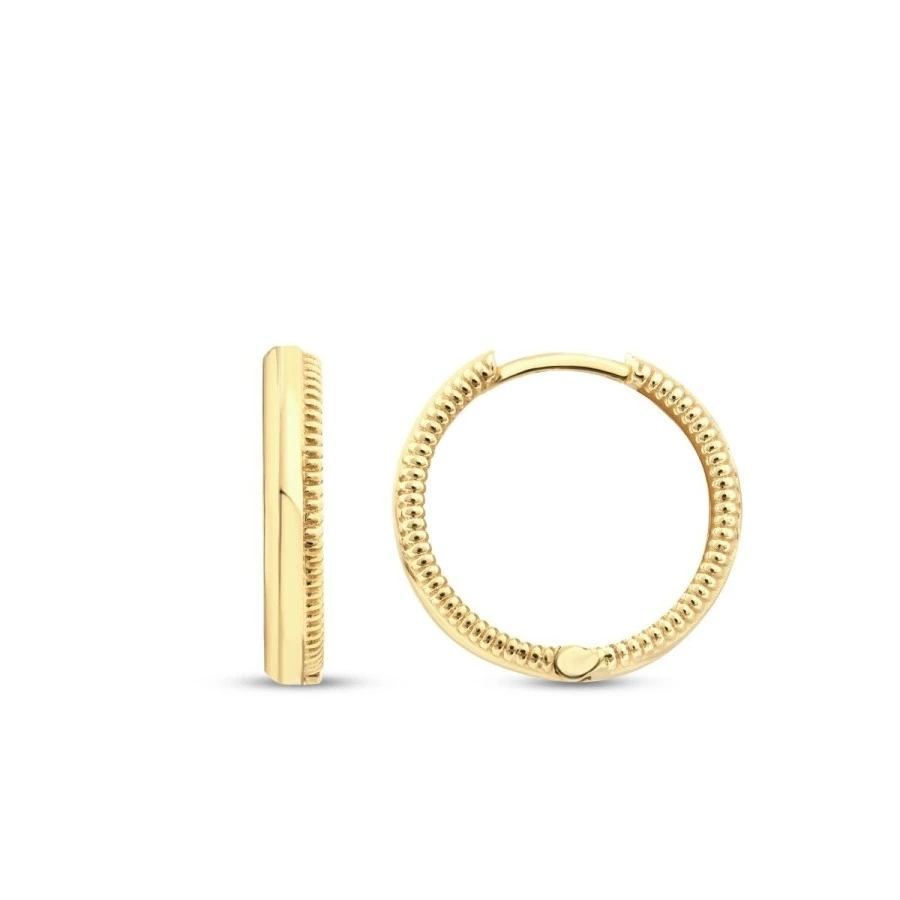 Altın İnce Bombeli Halka Küpe - 1