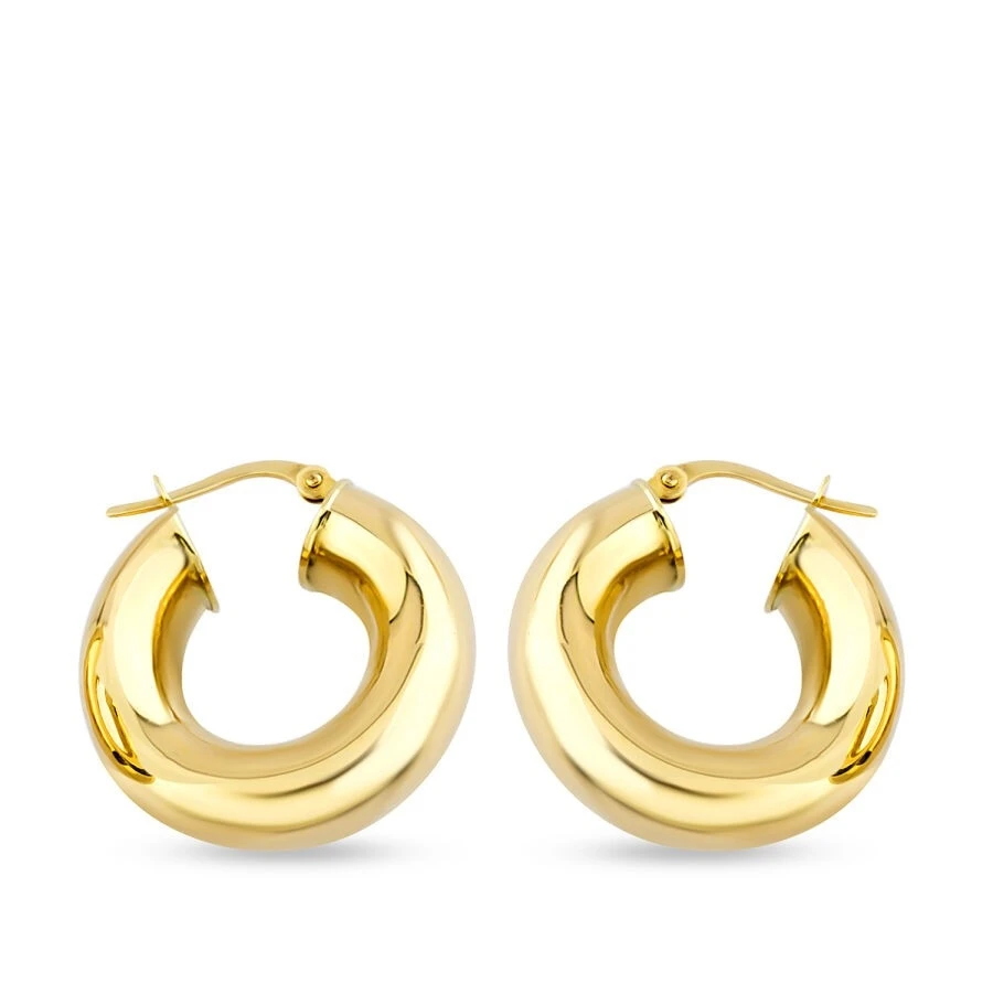 Altın Kalın Bombeli Halka Küpe - 1