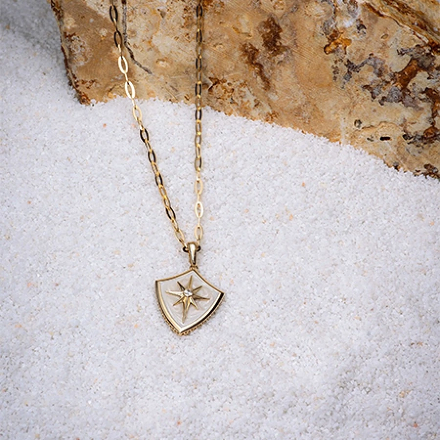 Altın Kuzey Yıldızı Mineli Kolye - 3