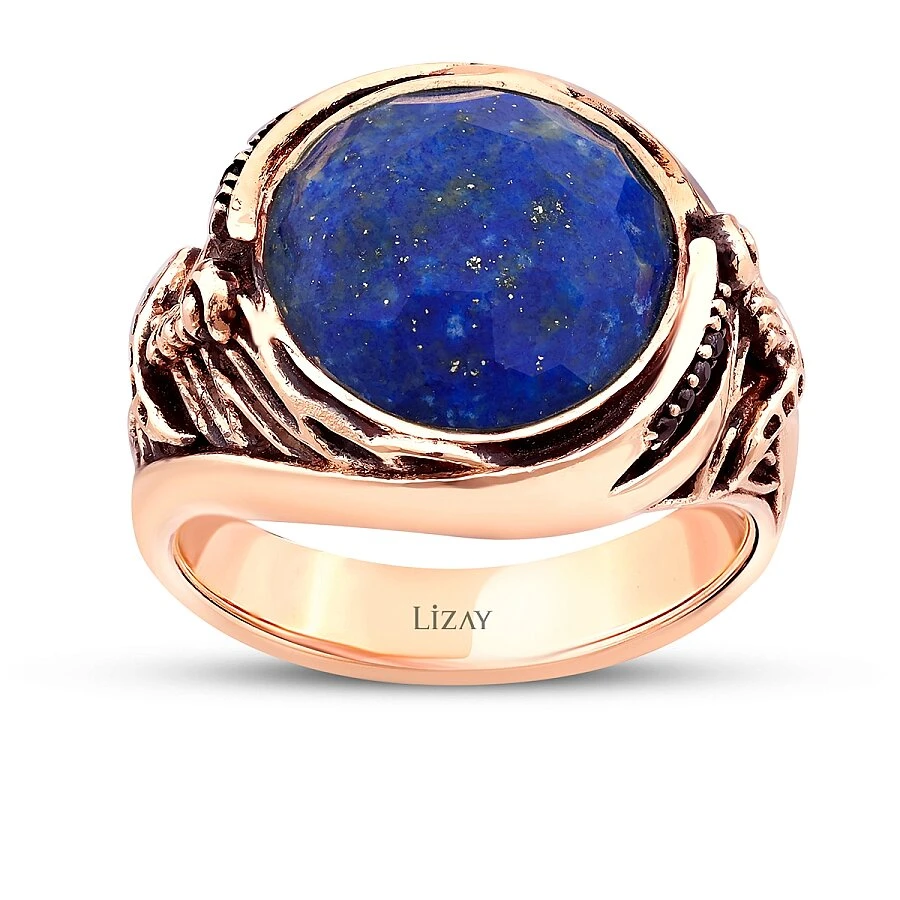 Altın Lapis Lazuli Erkek Yüzük - 1